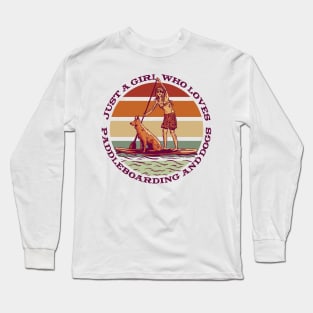 Girl Dog and Paddle Board Long Sleeve T-Shirt